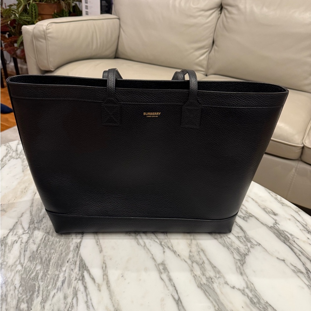 Burberry Black Leather London Tote Bag